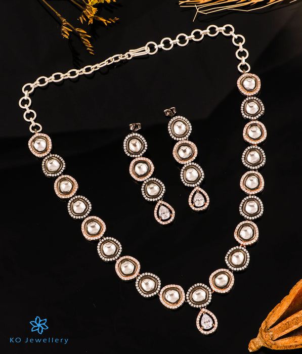 The Ava Silver Polki Necklace & Earrings