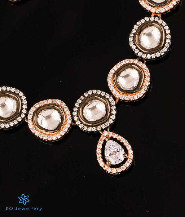 The Ava Silver Polki Necklace & Earrings