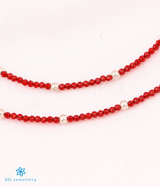 The Rujuta Silver Bead Anklets