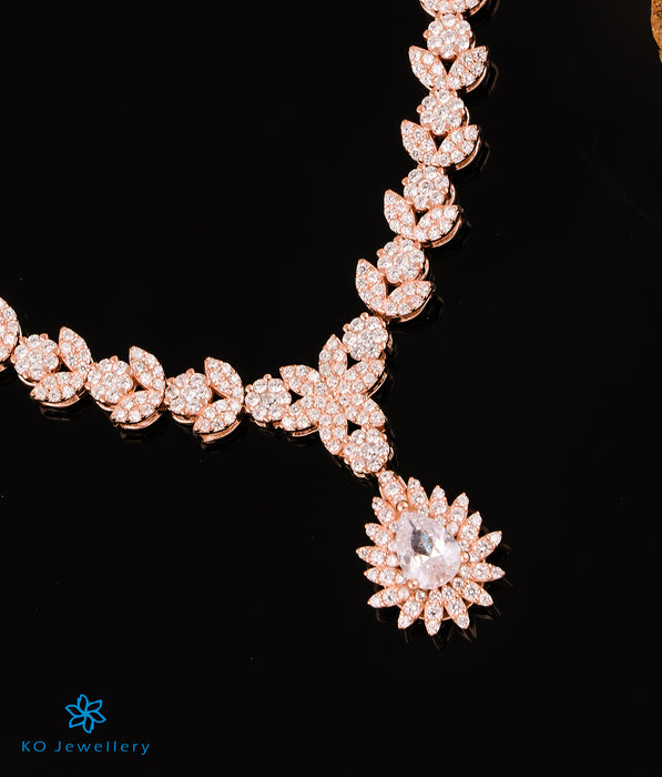 The Fleur Silver Rose-gold Necklace & Earrings