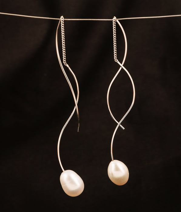 The Pearl Drop Silver Suidhaga Earrings