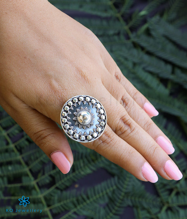 The Chakra Silver Statement Open Finger Ring