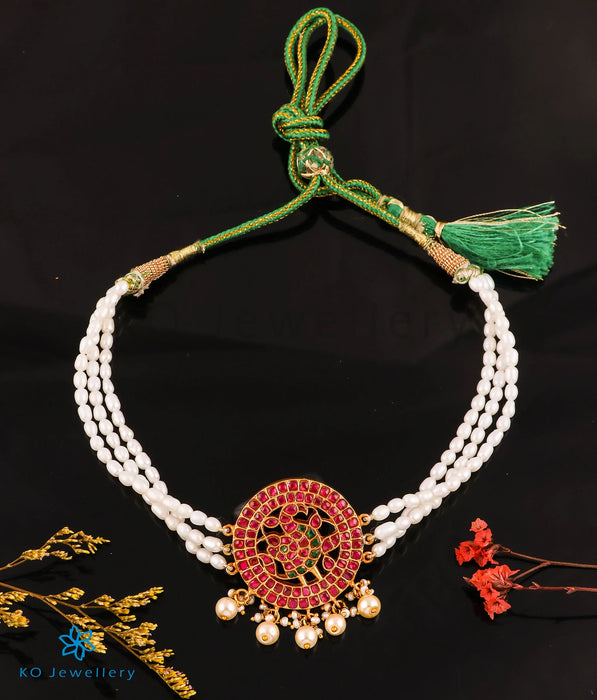 The Jivita Silver Kundan Peacock Pearl Necklace