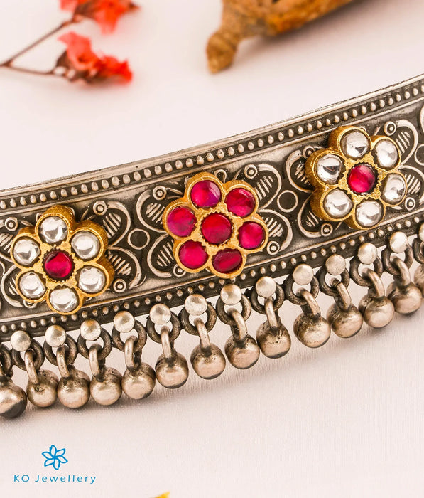 The Minoo Silver Kundan-Jadau Necklace (2 tone)