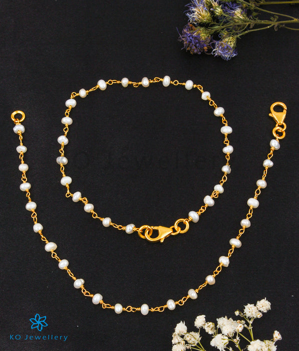 The Iravat Silver Pearl Anklets