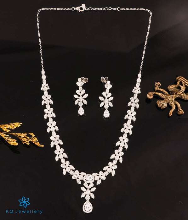 The Floral Celebration Silver Necklace & Earrings
