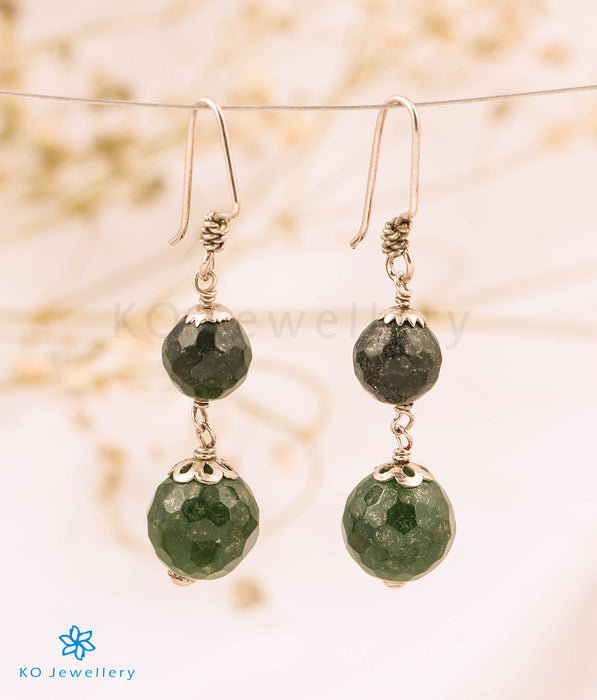 The Faceted Green Onyx Silver Gemstone Earring