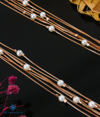 The La Vie En Rose Silver Rose-gold Anklets (7 Layers)