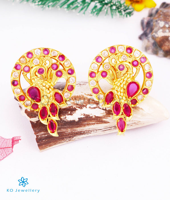 The Mor Silver Ear-studs (Red/White)