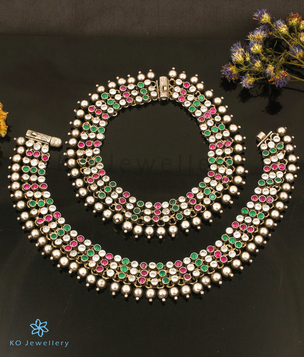 The Rohira Silver Gemstone Bridal Anklets