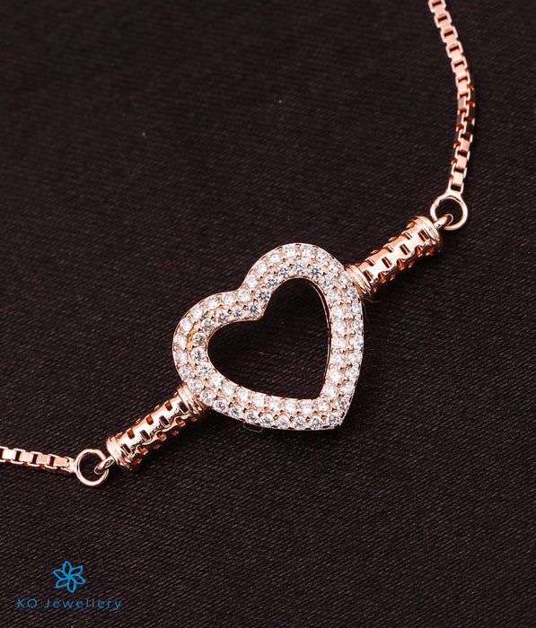 The Cyra Silver Heart Rose-gold Bracelet