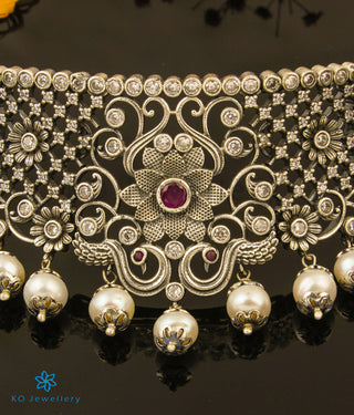 The Bhuvika Silver Pearl Choker Necklace