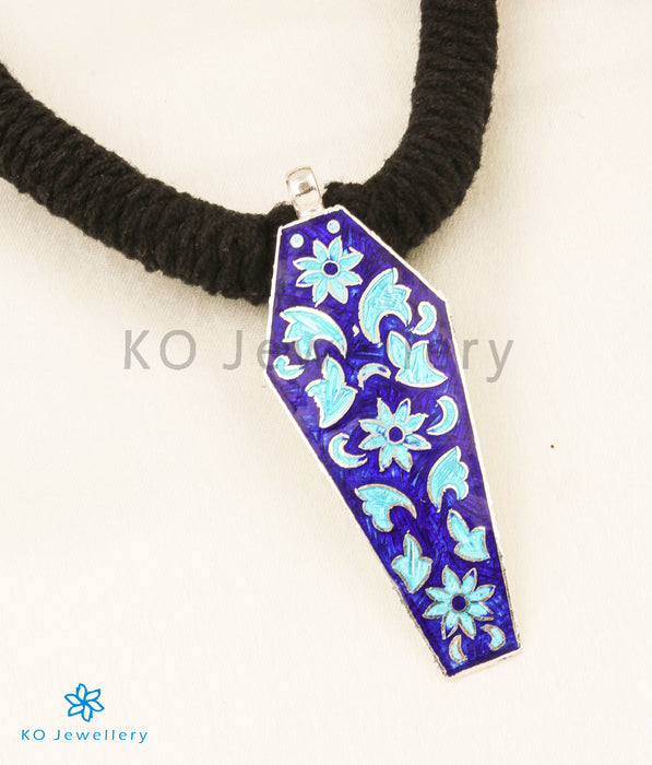 The Akira Silver Meenakari Thread Necklace(Blue)