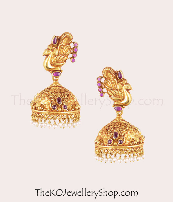 gold-plated exquisite jhumkas bridal temple jewellery collection