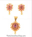 Kempu stone and filigree work temple jewellery pendant set