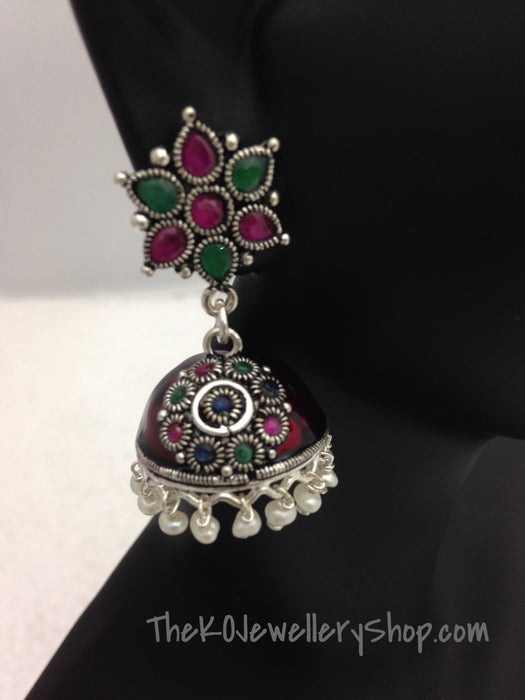 Vibrant jhumka dangling pearls sterling silver gold dipped buy online 