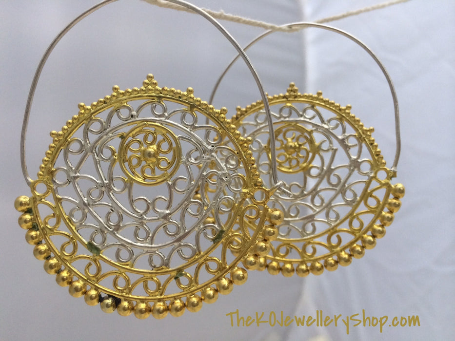 gold plated silver earrings, shop online, silver earrings India