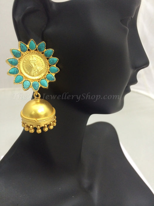 antique coin jewelry earrings traditional wear