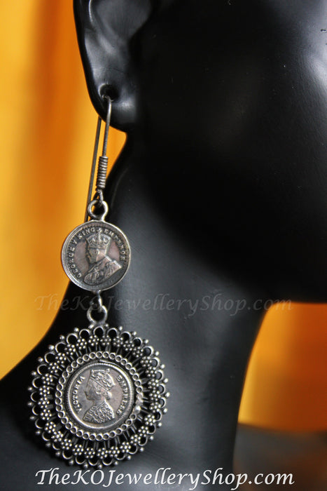 online shopping pure silver sterling 92.5 coin earrings