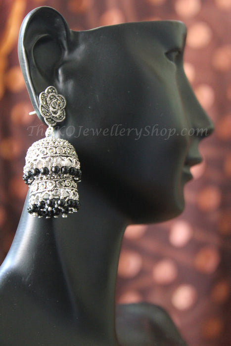 Two layered pure silver marcasite studded buy online 