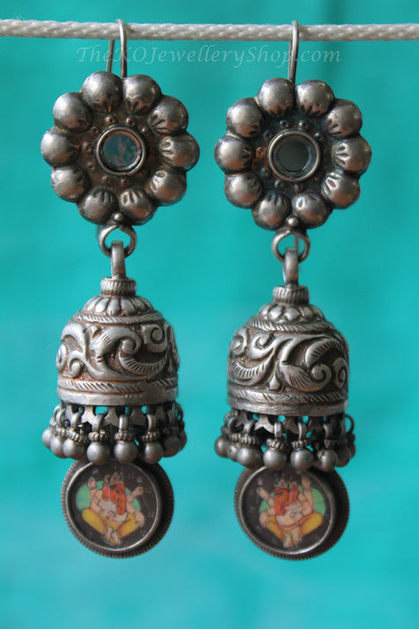 Shop online for silver women’s Ganesha  jhumka jewellery