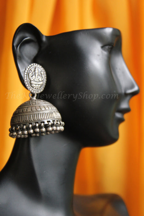 The Bhupati Silver Ganesha Jhumka