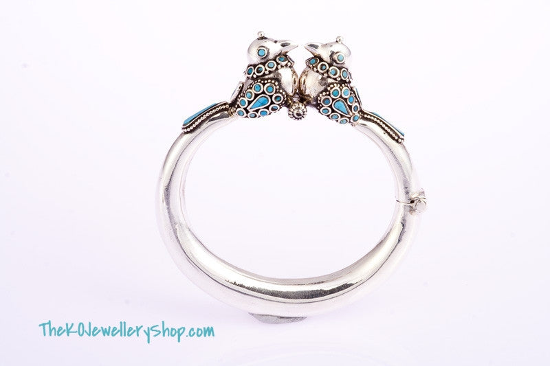 The Love-Birds Silver Bracelet - Blue - KO Jewellery