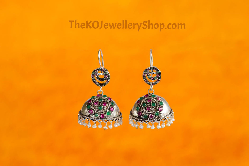 The Kumuda Silver Jhumka - KO Jewellery