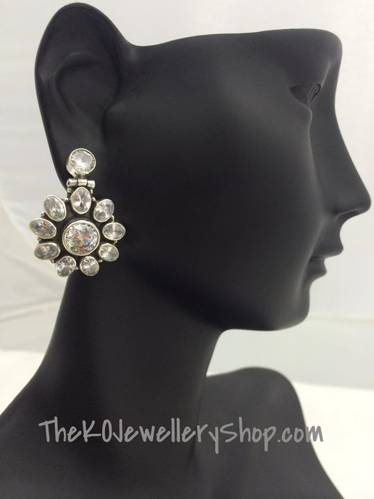 Cubic zircon studded indian silver jewellery 