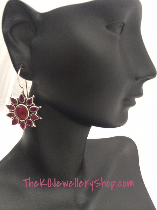 Sterling silver ruby studded vasuka earring buy online
