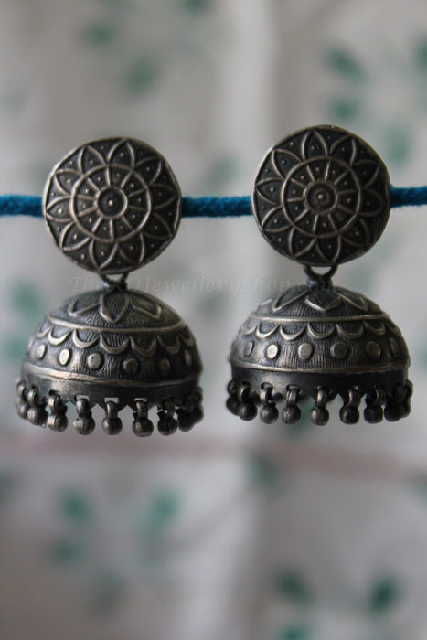 The Dhruva Silver Antique Jhumka