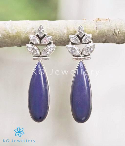 Elegant blue lapis lazuli and crystal earrings online shopping India