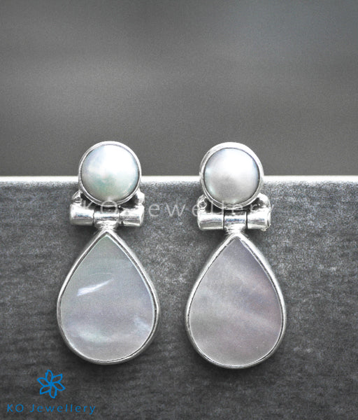 Pure silver earrings office wear mother of pearl