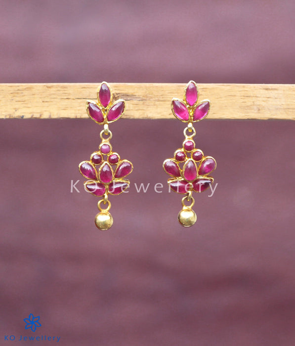 Gold-dipped gorgeous red temple earrings