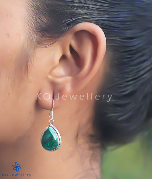 The Ekaja Silver Gemstone Earrings (Malachite)