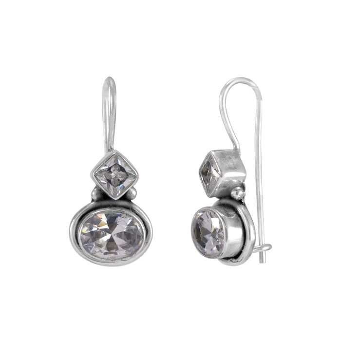 The Pahal Silver Gemstone Earrings- White(Hook)