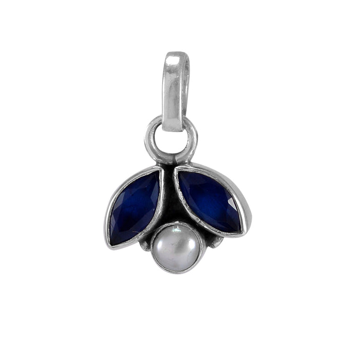 The Shyna Silver Gemstone Pendant Set (Blue)