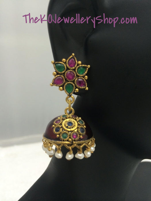 Vibrant jhumka sterling silver gold dipped buy online 