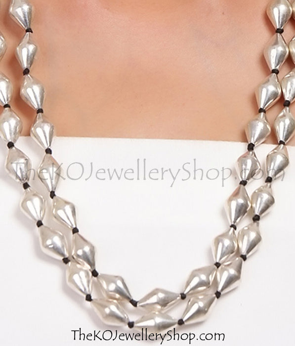 Hand crafted silver beads necklace shop online