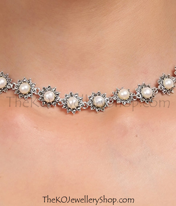 Buy online hand crafted silver necklace for women