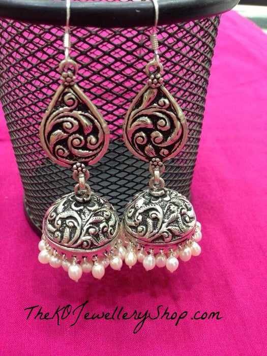 The Dharini Silver Jhumka - KO Jewellery
