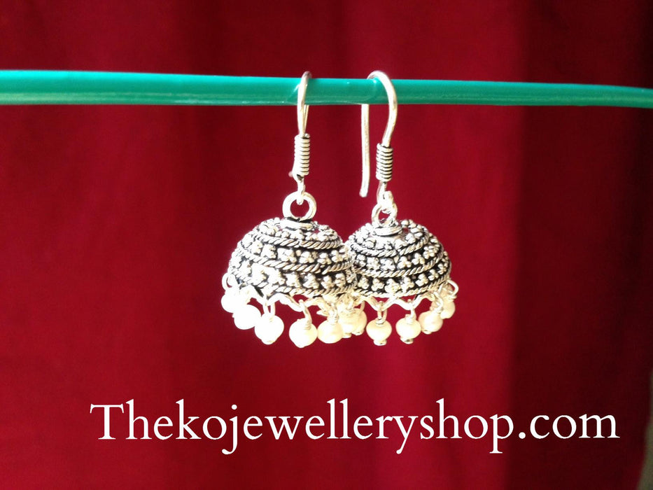 The Drishti Silver Jhumka - KO Jewellery