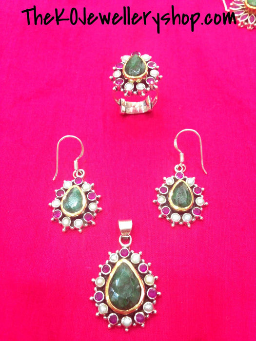 The Rajanila Silver Pendant set - KO Jewellery
