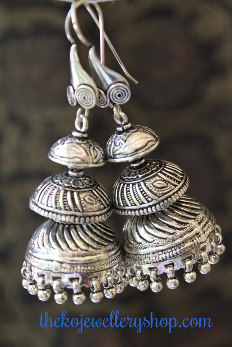 The Anahita Silver Jhumka - KO Jewellery