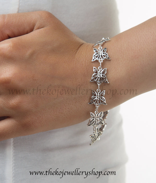 Hand crafted silver butterfly bracelet shop online