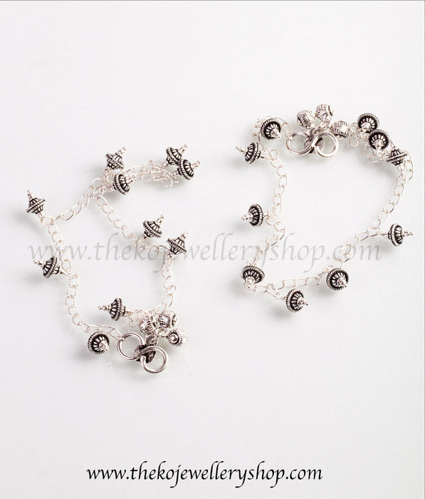 pure silver anklets with tiny tinkling silver balls shop online