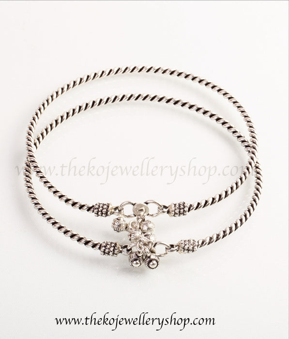 The Parul Silver Kada Anklets