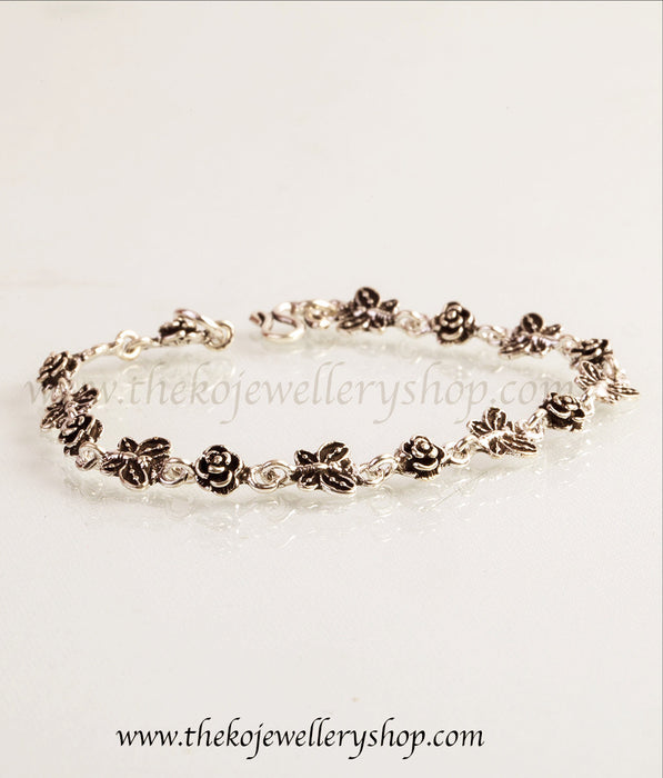 Buy online hand crafted silver garden themed bracelet for women