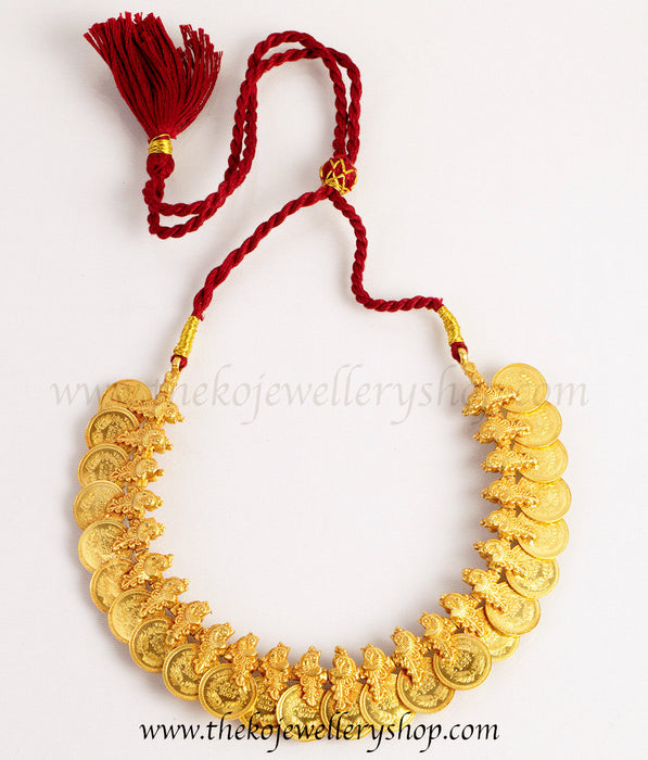 Kasu mala set kempu stone studded hand crafted gold dipped necklces