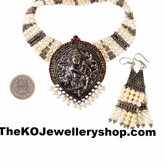 The Silver Rasa-Leela Necklace set - KO Jewellery